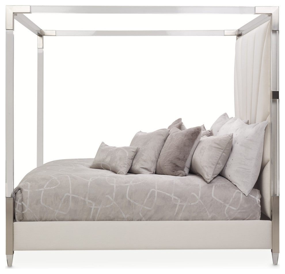 Penthouse Eastern King Canopy Bed, Ash Gray