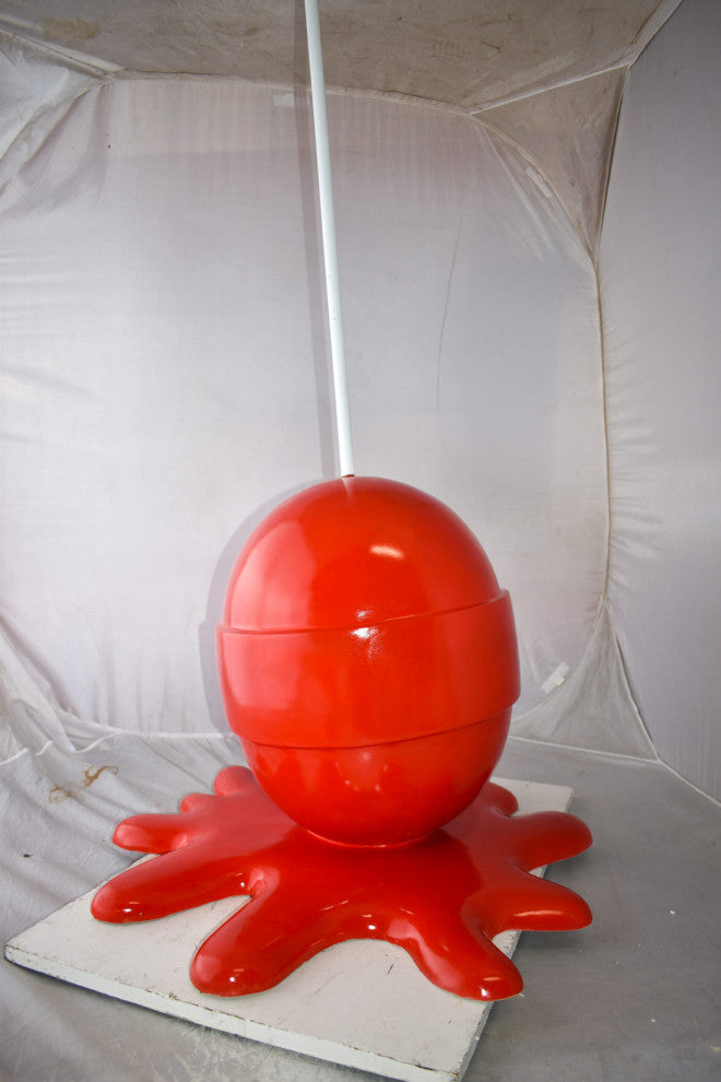 Giant Red Lollipop Melted on The Ground Resin Statue Size: 31" x 27" x 56"H