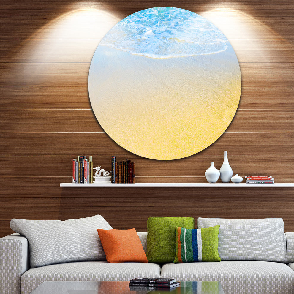 Smooth Sea Surf Over Blue Waters, Seascape Disc Metal Wall Art, 11"