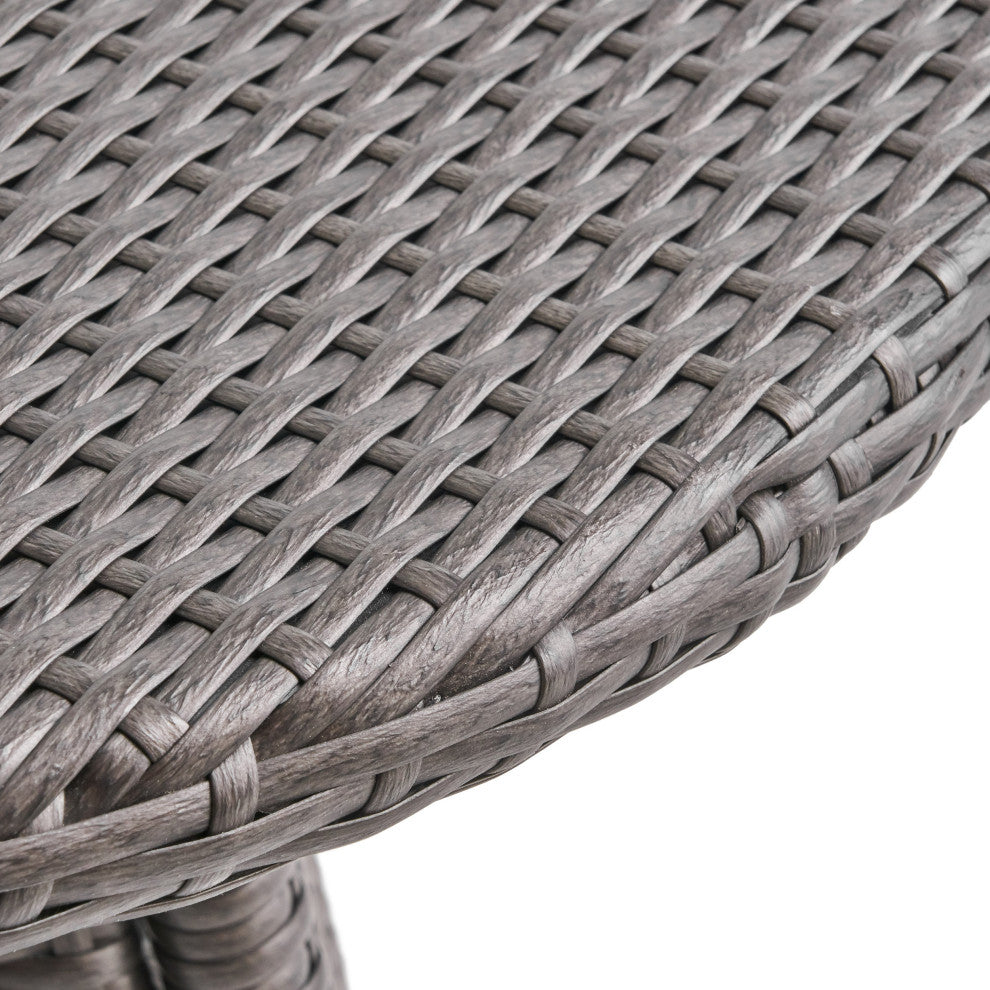 GDF Studio 3-Piece Dilon Outdoor Wicker Bistro Set, Gray