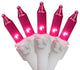 Set of 50 Pink Mini Christmas Lights 2.5" Spacing - White Wire