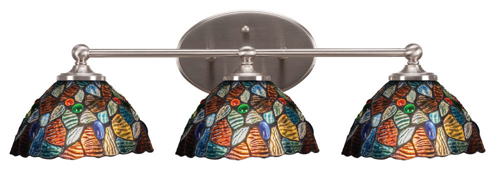 Capri 3-Light Bath Bar, Brushed Nickel/Blue Mosaic Art