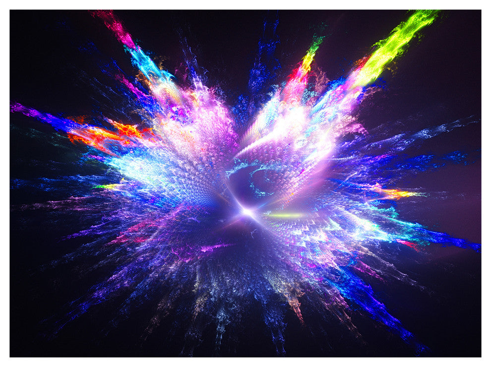 Blue Explosion of Paint Drops, Floral Canvas Art Print, 40"x30"