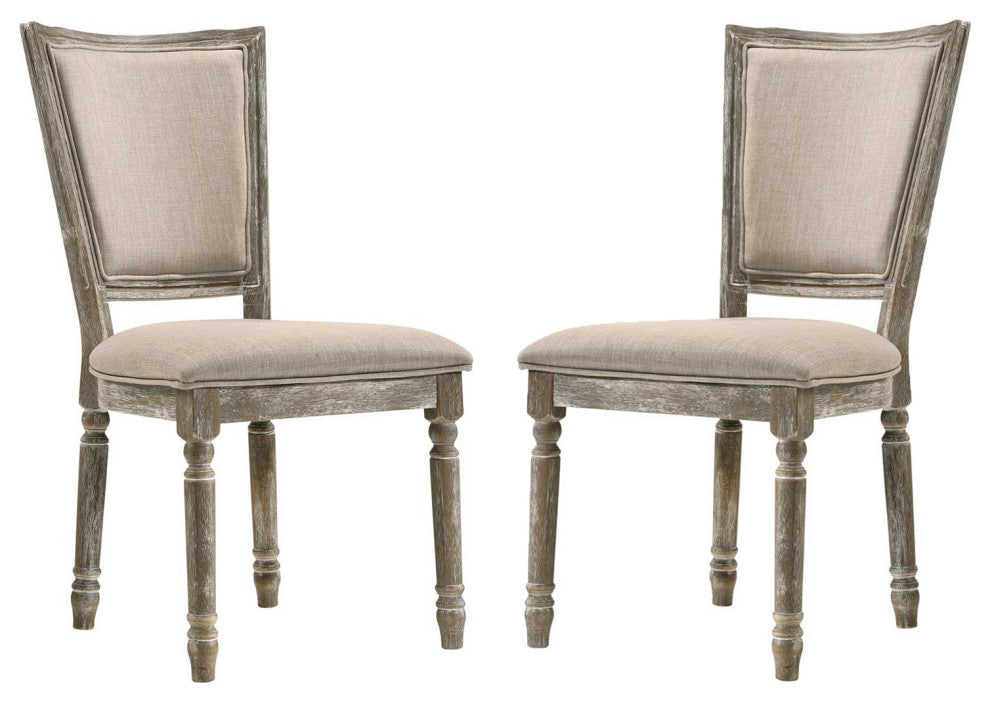 Set of 2 Upholstered Side Chair, Reclaimed Gray Finish