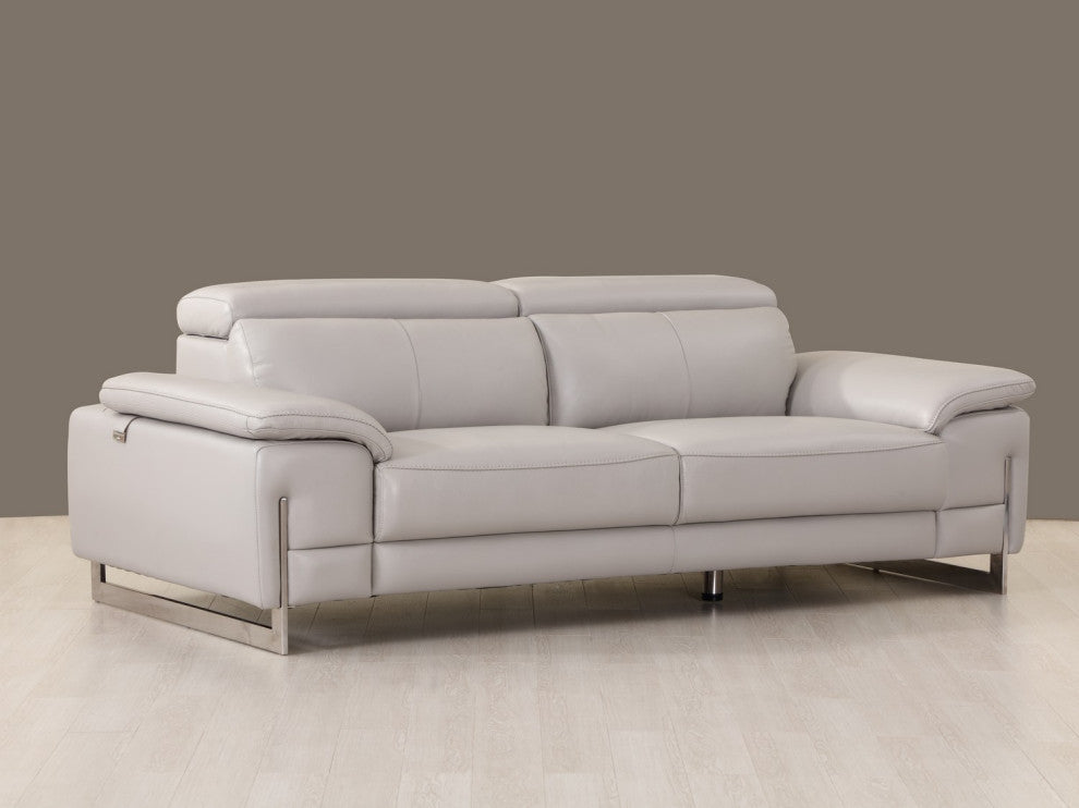 Turin Contemporary Genuine Italian Leather 2-Piece Set Light Gray