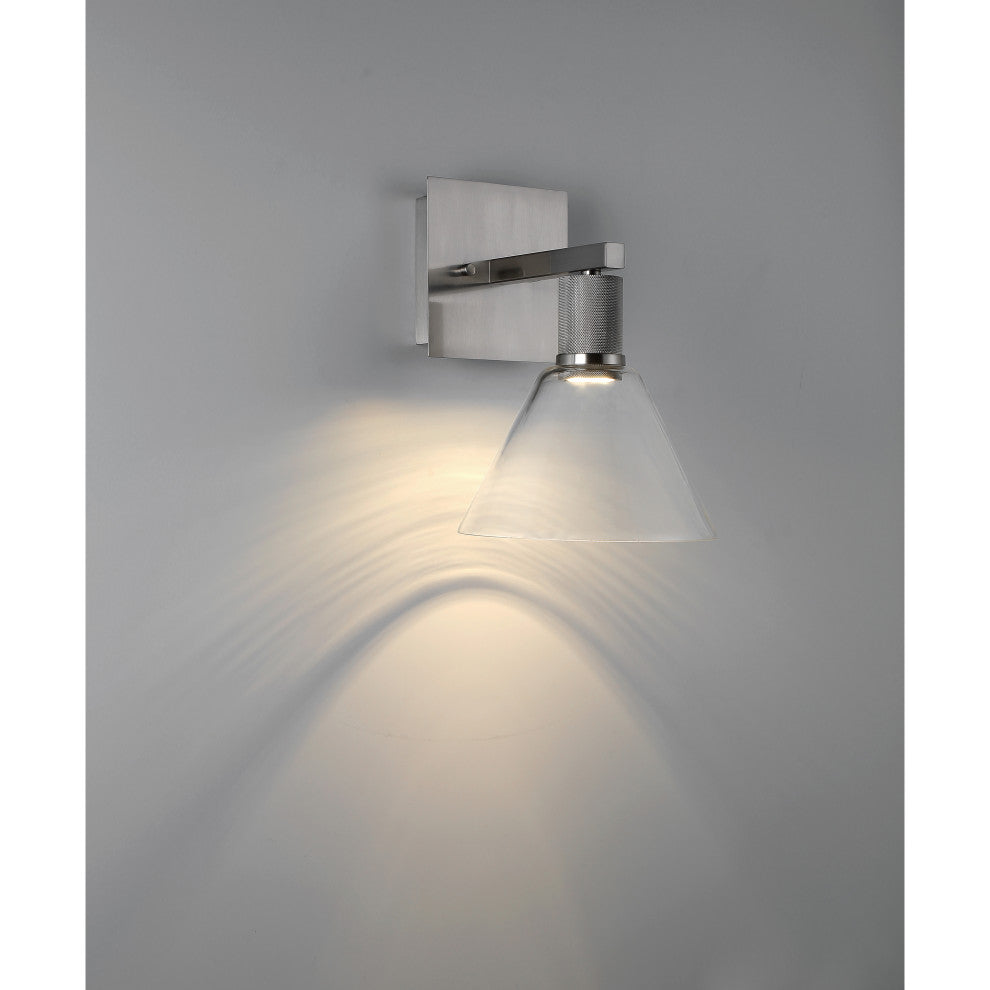Access Port Nine 1-Light Martini LED Wall Sconce Brushed Steel