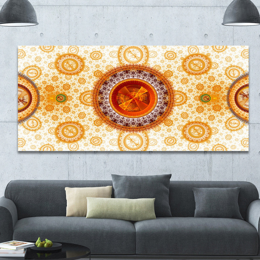 Yellow Psychedelic Relaxing Art, Oversized Abstract Canvas Art Print, 60x28