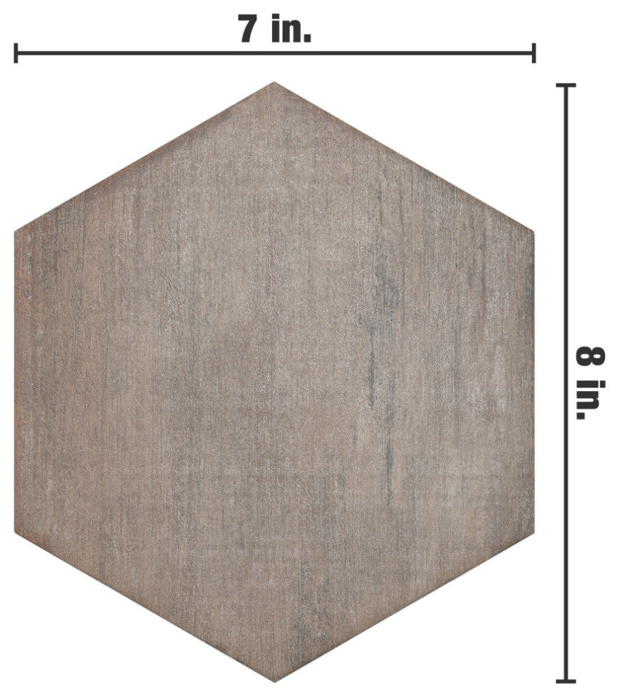 Retro Mini Hex Terra Porcelain Floor and Wall Tile