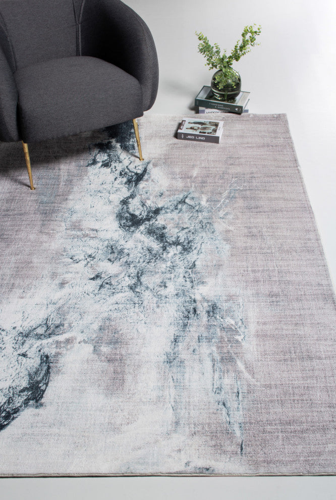 2"x7" Sand Abstract Splash Modern Runner Rug