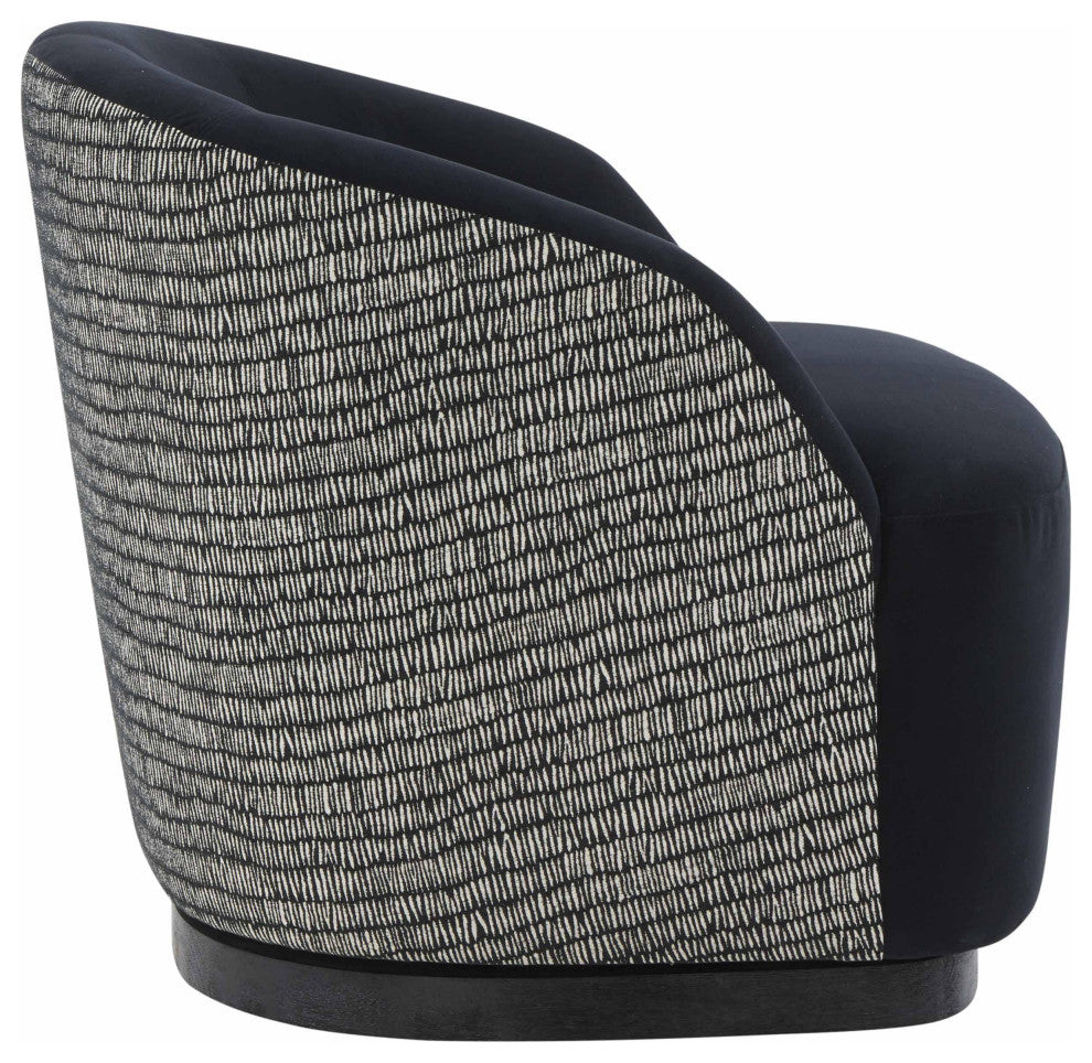 Reese Black Velvet Swivel Chair