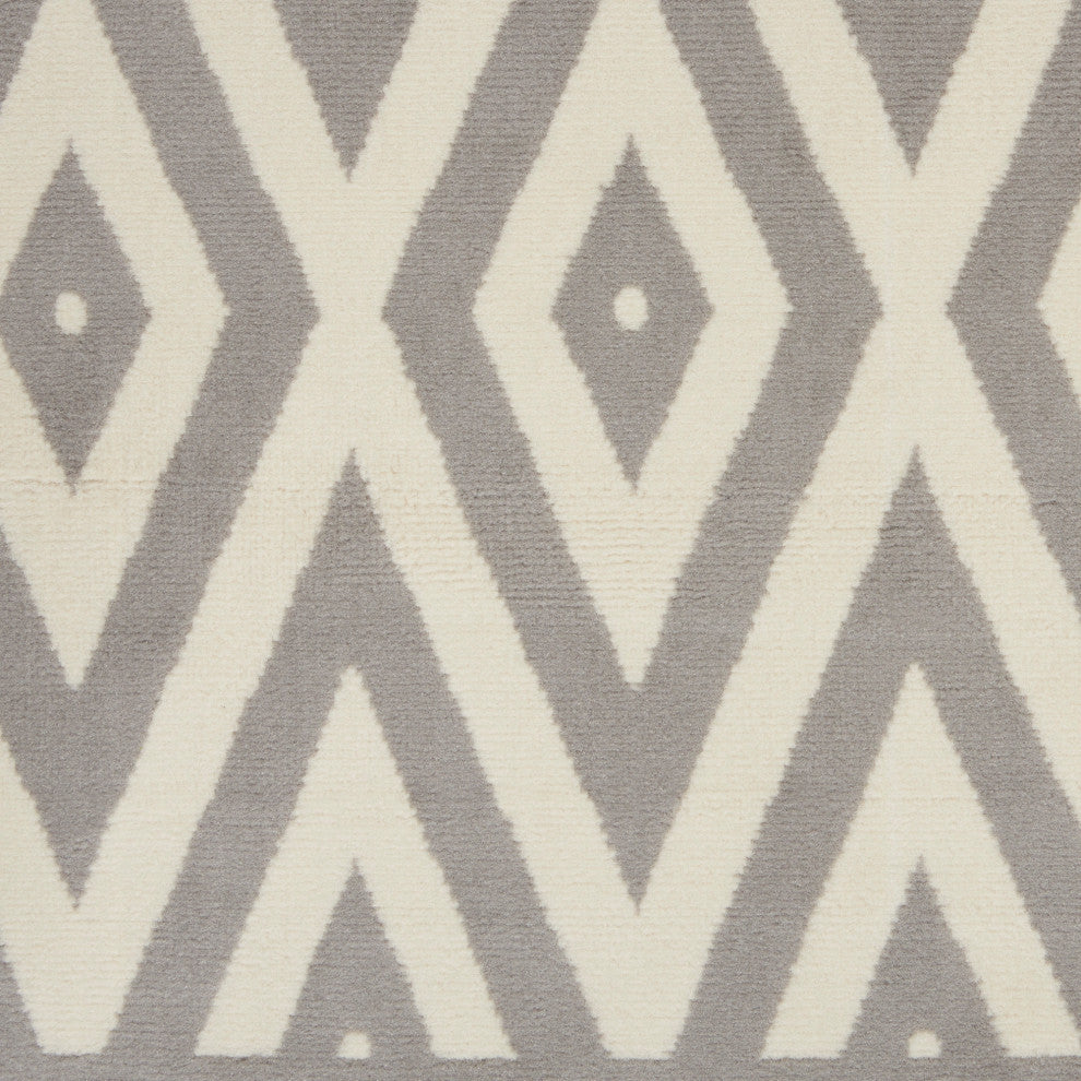 Nourison Grafix 2' x 4' White/Grey Mid-Century Modern Indoor Area Rug