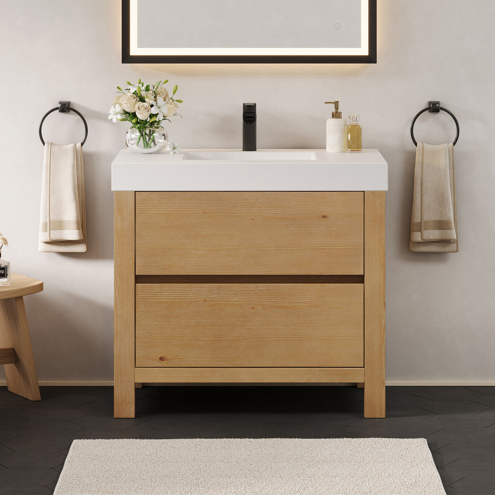 Cascadia Bathroom Vanity, Weathered Fir, 36", No Mirror