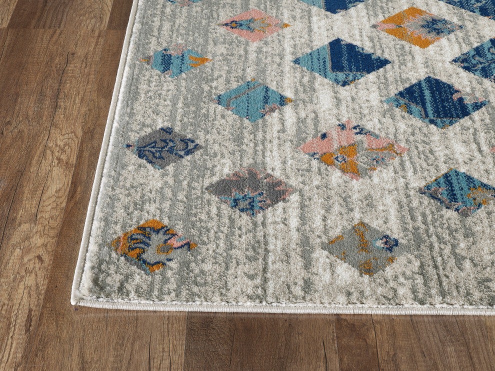 Abani Porto PRT100A Southwest Orange and Blue Block Area Rug