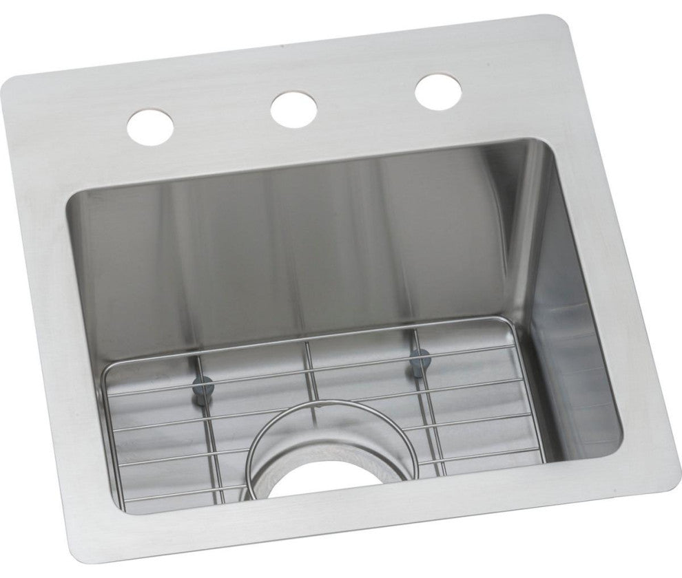 Elkay 15" Bowl Dual Mount 18 Gauge Bar/Prep Kitchen Sink, ECTSR15159TBG3