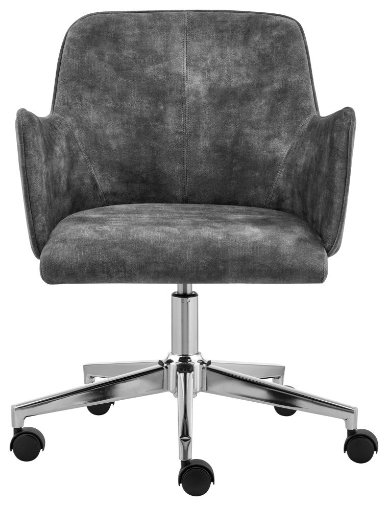 Sunny Pro Office Chair, Gray Velvet With Chrome Base