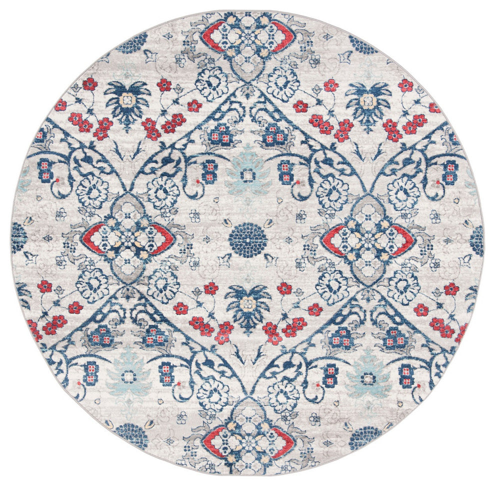 Safavieh Brentwood Bnt894M  Rug, Navy/Gray, 6'7"x6'7" Round