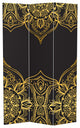 6' Tall Double Sided Black Indian Pattern Canvas Room Divider
