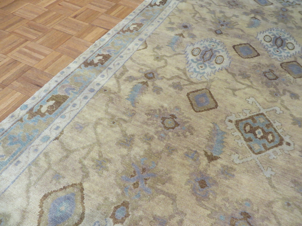 6"x9" Hand-Knotted Beige Fine Turkish Oushak Oriental Rug