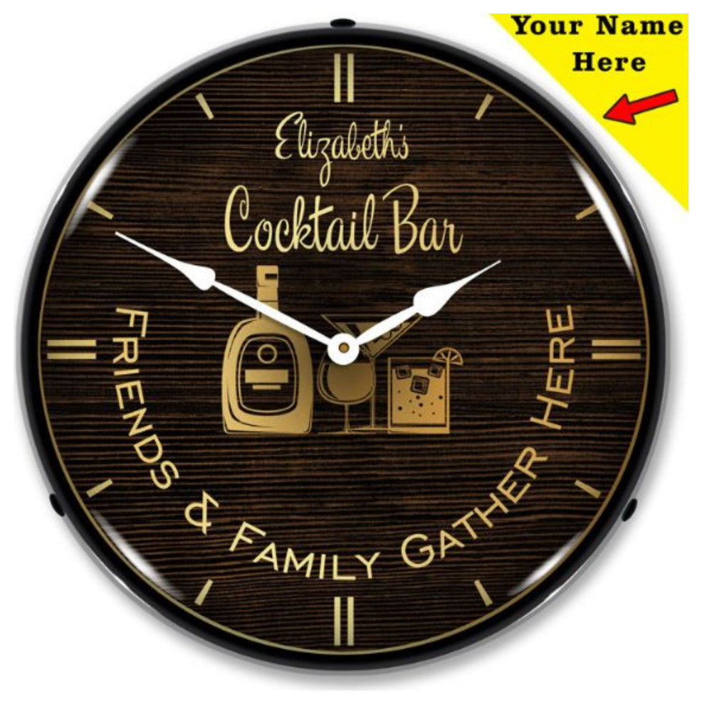 AG20111160 Add Your Name Cocktail Bar Clock