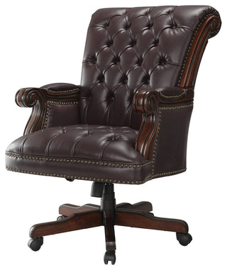 Tufted Adjustable Height Office Chair, Dark Brown