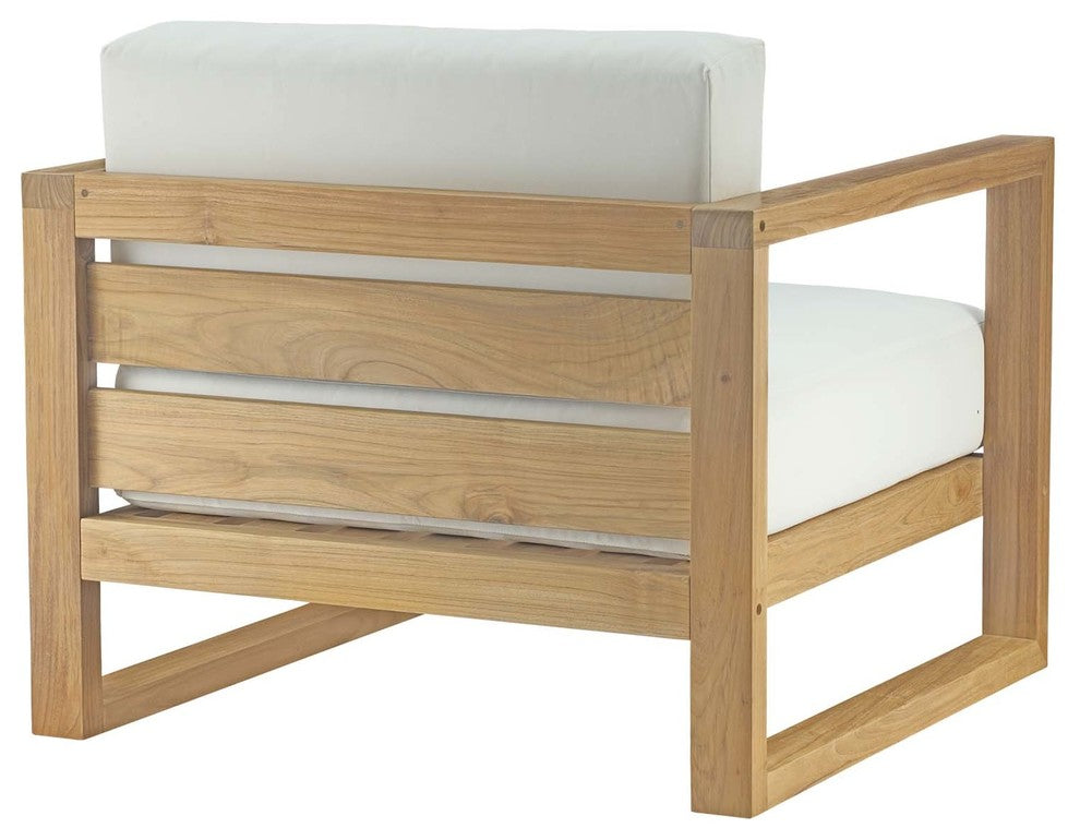 Natural White Upland Outdoor Patio Teak Armchair