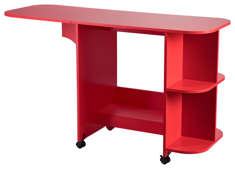 Adaline Expandable Rolling Sewing Table/Craft Station, Farmhouse Red
