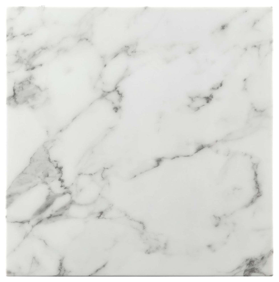Sofa Side Table, Square, Artificial Marble, Metal, Gold White, Modern, Lounge