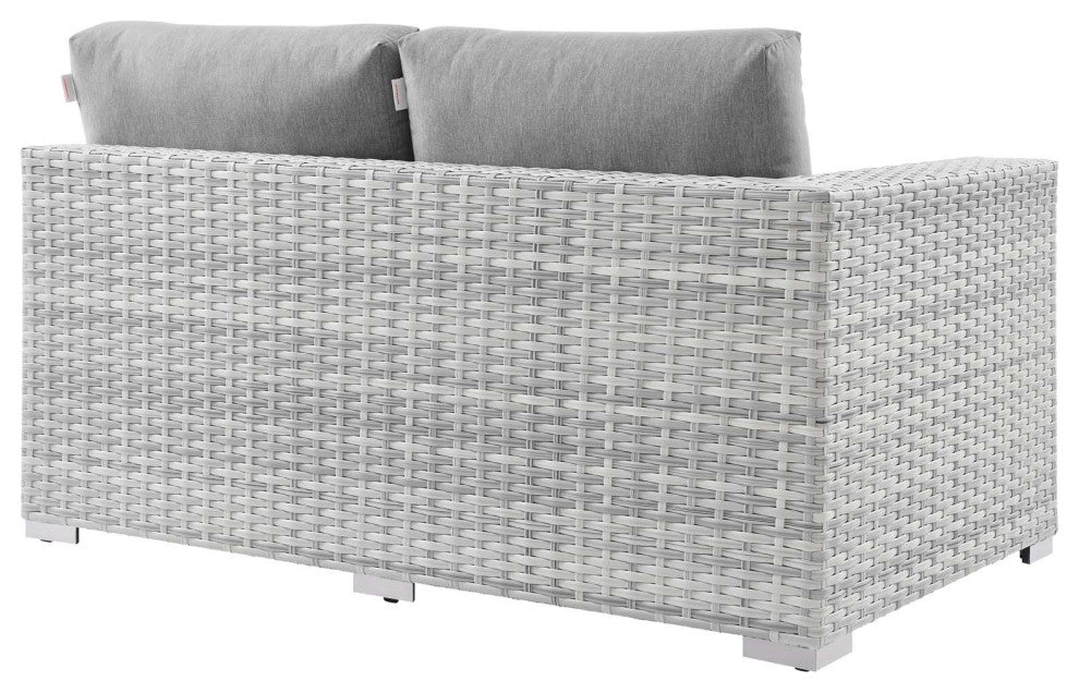 Lounge Loveseat Sofa, Rattan, Wicker, Gray, Modern, Outdoor Patio Bistro