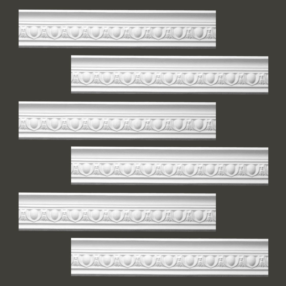 Ornate White Urethane Foam Emperial Cornice  6 Pieces Totaling 567.75" Length