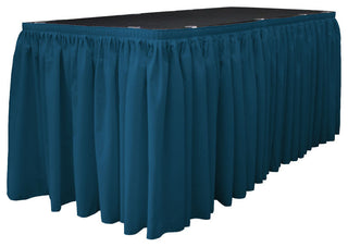 LA Linen Polyester Poplin Table Skirt, Dark Teal, 204"x29"