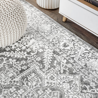 Modern Persian Vintage Medallion Light Grey 5' x 8' Area Rug