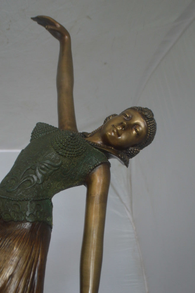 Beautiful Dancer Performing Bronze Statue -  Size: 27"L x 12"W x 48"H.
