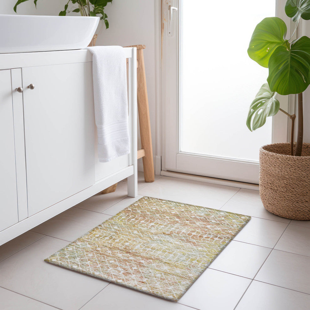 Machine Washable Indoor/Outdoor Chantille ACN1638 Peach 1'8" x 2'6" Rug