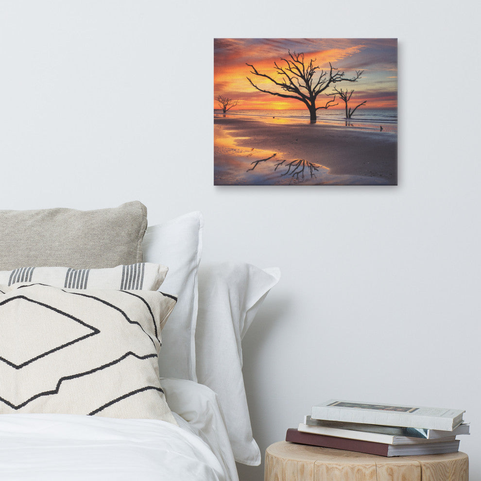 Sunrise & Trees At Edisto Island Coastal Landscape Photo Canvas Wall Art Print, 16" X 20"