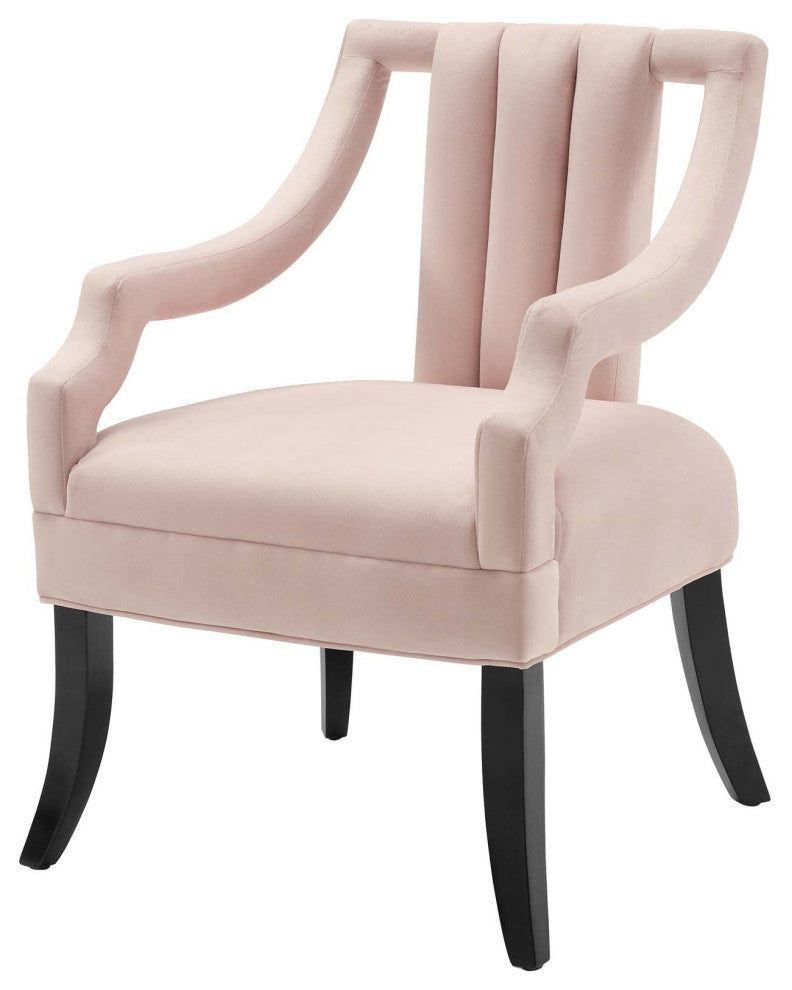 Modern Designer Lounge Lobby Accent Side Chair, Velvet Fabric Wood, Pink