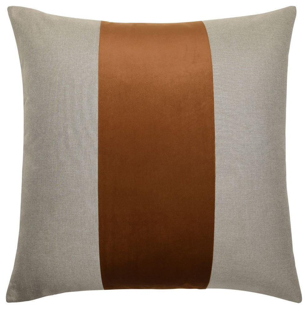 Dann Foley Lifestyle-Banded Throw Pillow-24"x24"-Pale Yellowish-Gray, Cinnamon