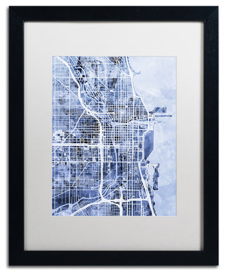 Michael Tompsett 'Chicago Street Map 2', Black Frame, White Mat, 20x16