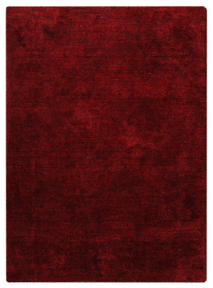HAND KNOTTED LOOM SILK ECO-FRIENDLY AREA RUGS-Runner,Red Color,Solid Design, [Rectangle] 8'x10'