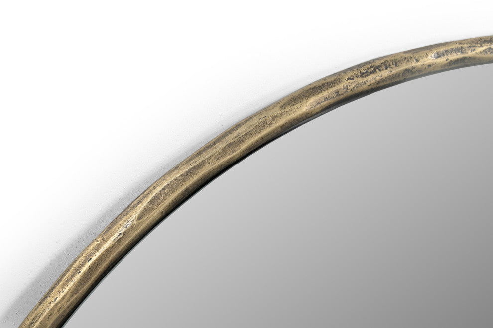 Nyra 24" Round Mirror with a Modern Hand-Forged Iron Frame in Brass Finish