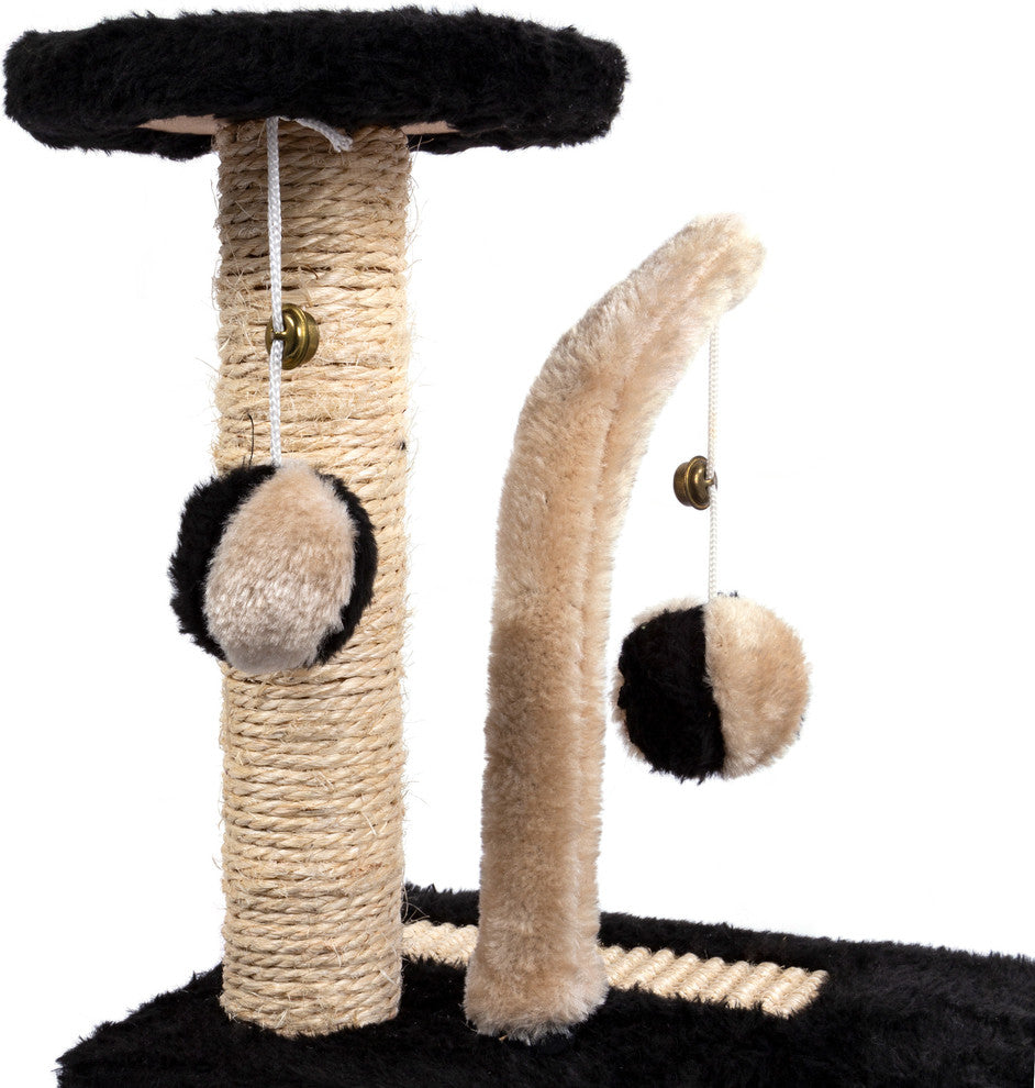 Fun and Playful Cat and Kitten Sisal Scratching Post, 12"x13.5"x7", Black