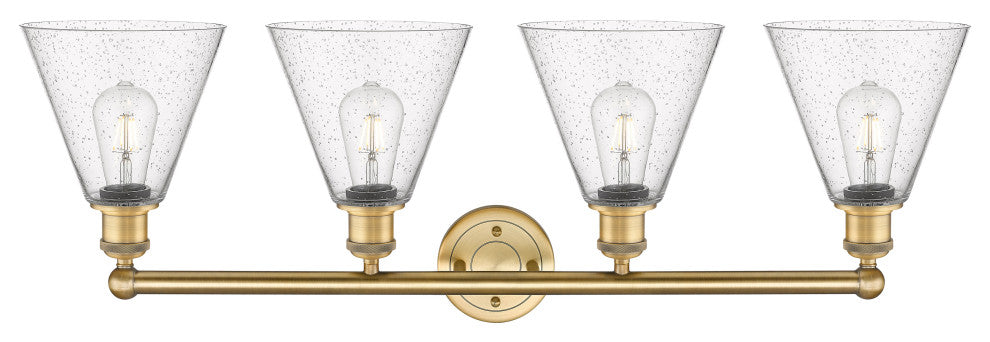 Berkshire 4-Light 35" Bath Vanity Light, Brushed Brass Finish, Seedy Shade