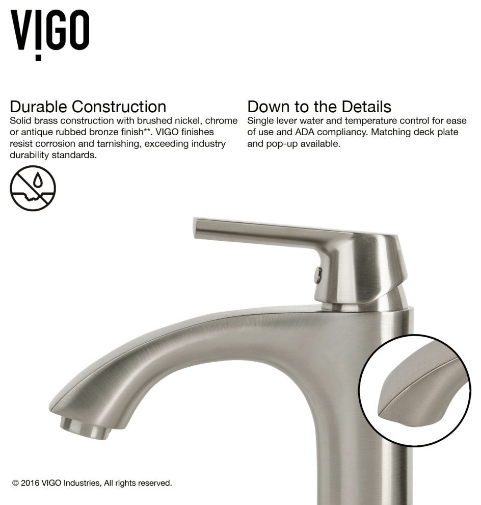 VIGO Crystalline Glass Vessel Sink and Linus Vessel Faucet, Brushed Nickel
