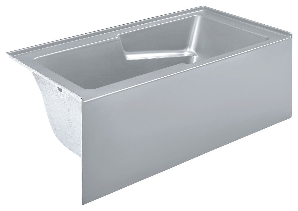 Voltaire 60" x 32" Left-Hand Drain Alcove Bathtub with Apron in Matte Grey