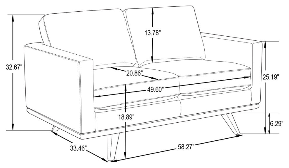 LeisureMod Chester Modern Leather Loveseat With Birch Wood Base, White
