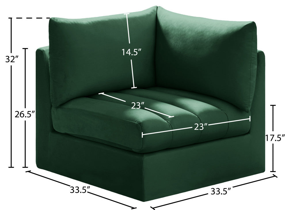 Jacob Velvet Upholstered Modular Corner Chair, Green