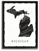 Black and Grey Marbled Paper Michigan State Silhouette Framed Giclee, 11"x14"