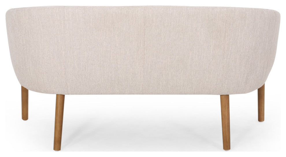 Deborah Mid-Century Fabric Loveseat, Beige, Brown