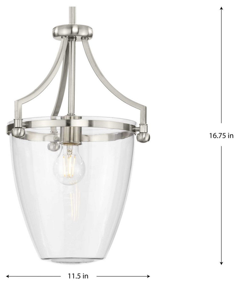 Parkhurst Collection One-Light Brushed Nickel Clear Glass Mini-Pendant Light