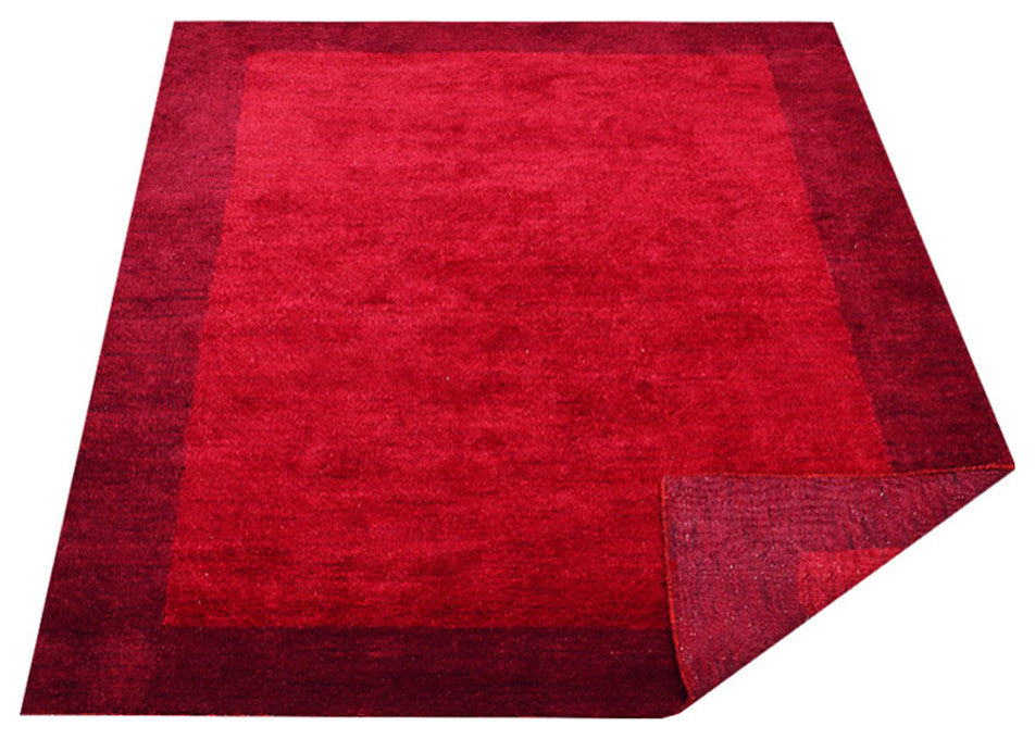 HAND KNOTTED LOOM SILK ECO-FRIENDLY AREA RUGS -8'x8', Square, Red, Contemporary