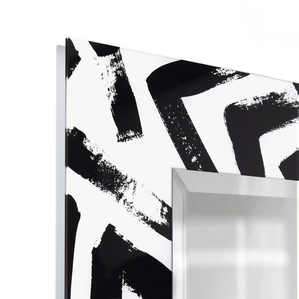 "Intertwined" Cabinet and Mirror Set on Reverse Printed Beveled Art Glass